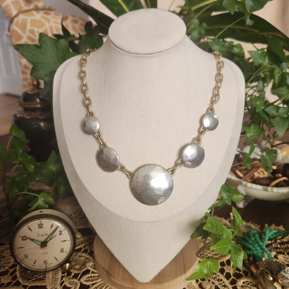 Lucky Brand Two Toned Coin Silver Gold Necklace Timeless Design